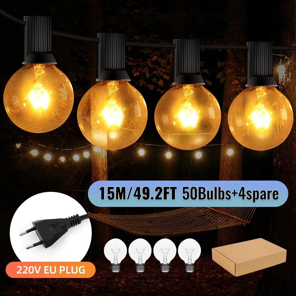 guirlande lumineuse filament led 220v 10 30 50 ampoules vintage ambré noir transparentextérieur decoration