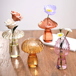 vase champignon verre transparent moderne décoration fleur verte bleue rouge orangée rose