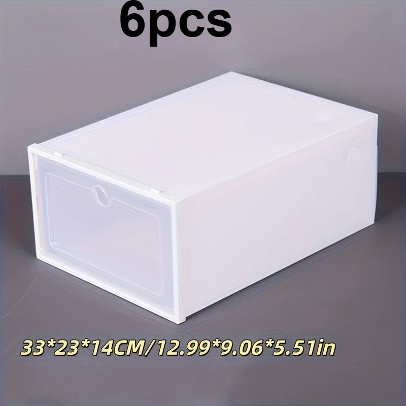 boîtes chaussures transparentes blanc modernes empilables rangement tiroirs anti poussière chambre dortoir
