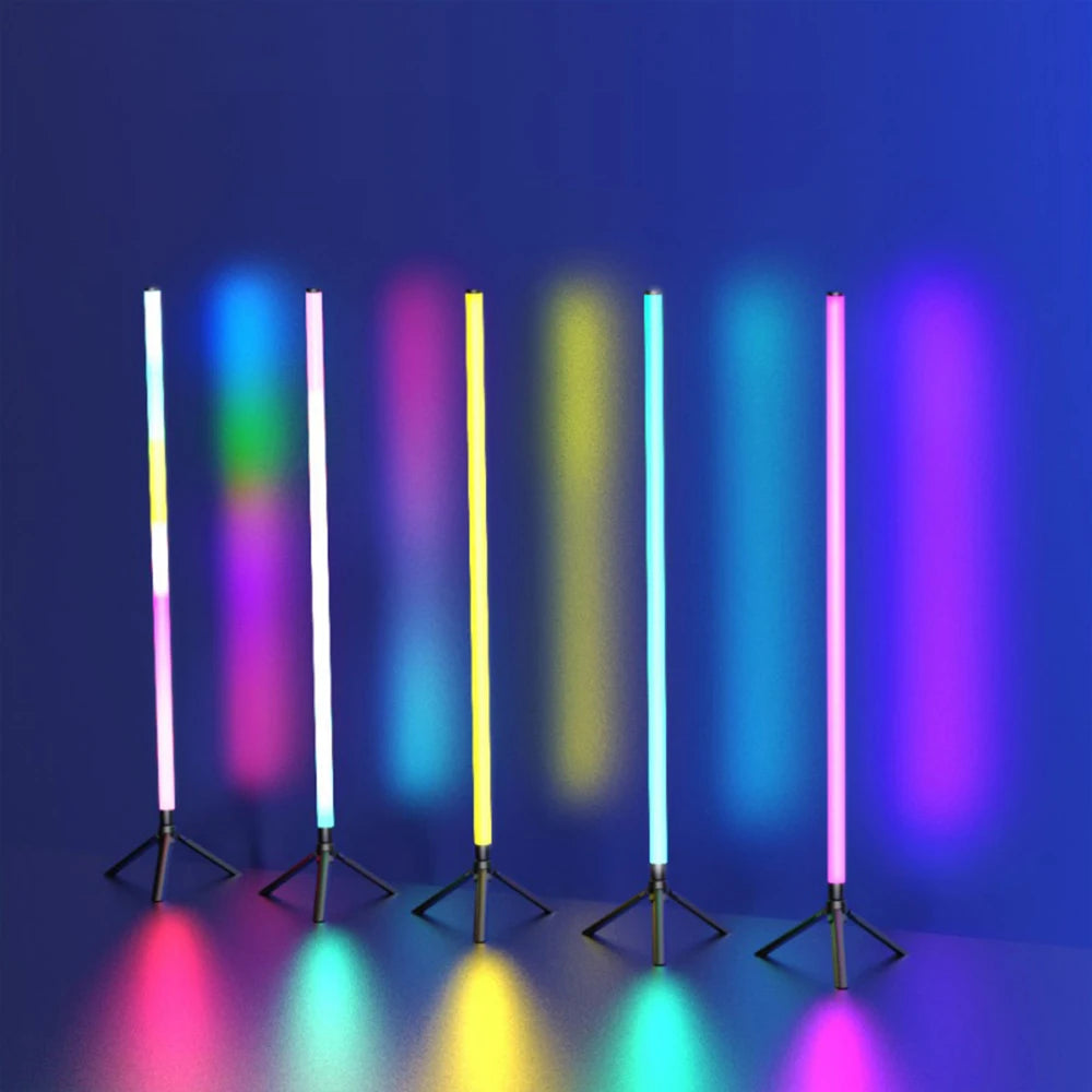 lampe sol led rgb cct moderne 24 touches télécommande câble usb blanc lisse