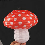 décorations suspendues 3d fête anniversaire forêt merveilles lanternes papier champignons rouge blanc plissé enfantin