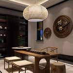 suspension lumineuse moderne bambou naturel 40cm 50cm 60cm beige opacité tissée rustique