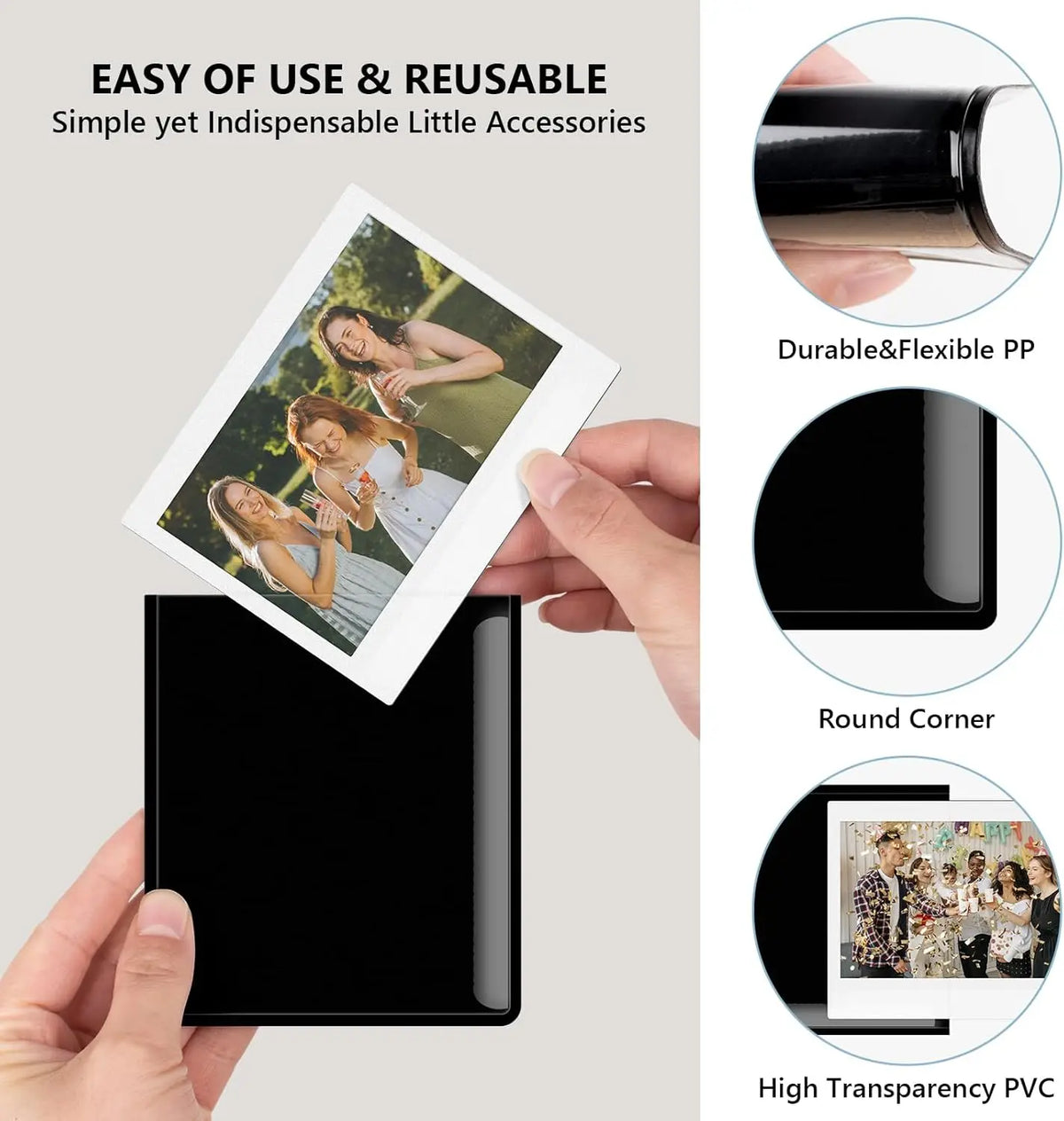 cadres photo magnétiques noir bleu rose durable flexible modernes 9x10.8cm