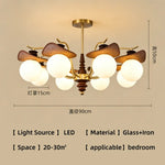 lampe suspendue or classique bois foncé tête translucide led salon chambre