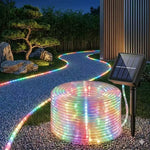 guirlande lumineuse solaire multicolore moderne 12m 100lés étanche extérieur noël jardin led