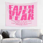 tapisserie moderne lettre rose religieuse décoration murale chambre texte stylisé clips dorés grande taille