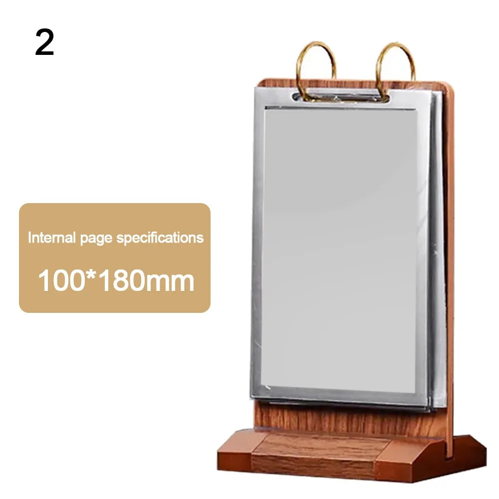 affiche flip display board bois naturel marron clips métalliques transparent moderne minimaliste a4 a5