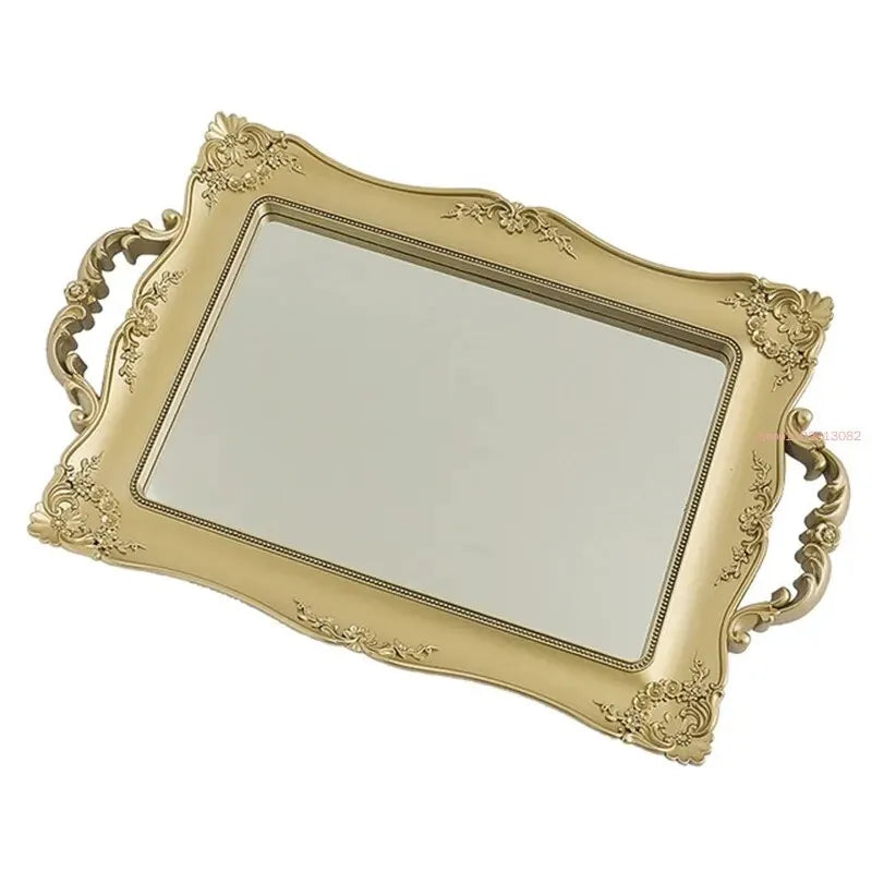 plateau miroir décoratif vintage or plateaux transparents opaques motifs floraux bijoux fruits baroque élégant