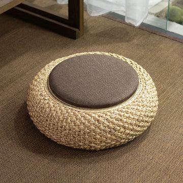 coussin sol rustique tissé floral anti décubitus coton paille meditation relaxation salon