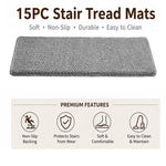 tapis d'escalier moderne antidérapant 15 pièces adhésif beige clair texture tissée polyester