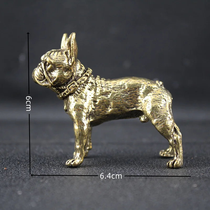 figurine chien french bulldog doré métal détails collier ornement maison zodiaque chien decoratif animalier