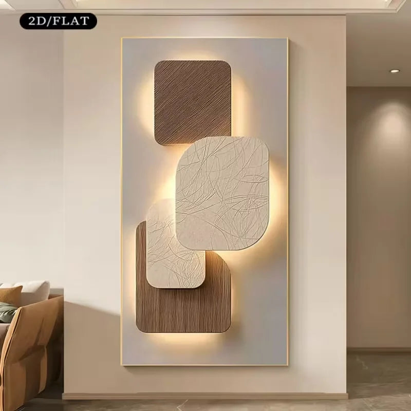 tableau mural contemporain minimaliste blanc marron clair beige texture bois motif végétal sans cadre