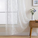 rideau blanc broderie florale transparent classique polyester machine laver 140x100cm