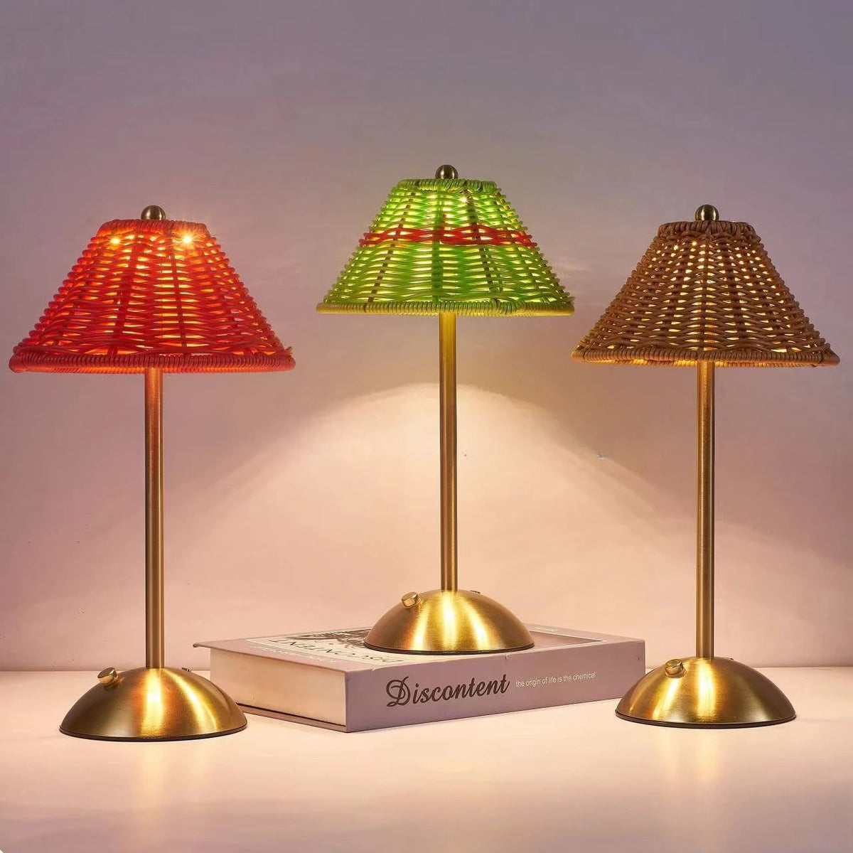 lampe table rechargeable led tressée bohème rouge verte marron chambre coucher rustic scandinave