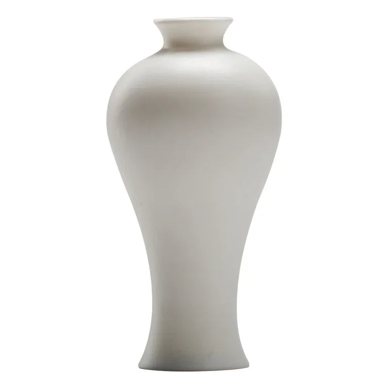 vase table céramique blanc minimaliste simple decoration maison arrangement fleurs thé cérémonie