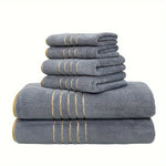 serviettes bain absorbantes polyester rectangulaires moderne blanc gris rayures dorées bain main débarbouillette
