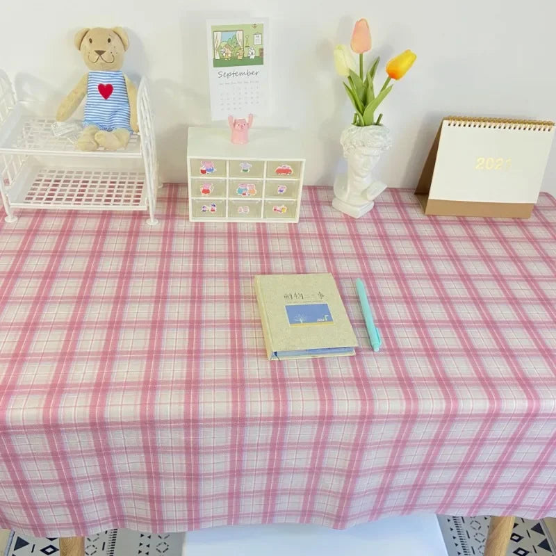 nappe rectangulaire carreaux bleu clair rose moderne polyester maison mariage fête