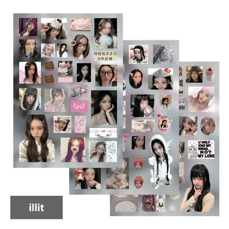 sticker autocollant moderne gris rose blanc personnalisable agenda scrapbooking 10 14cm
