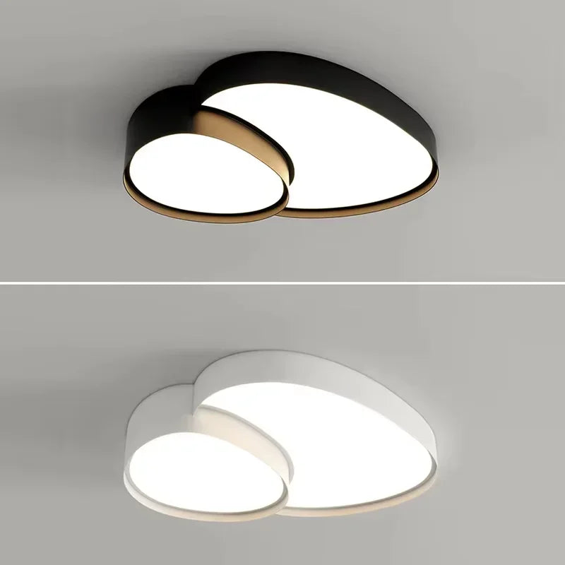 plafonnier led moderne minimaliste abstrait blanc noir doré chambre salon decoration