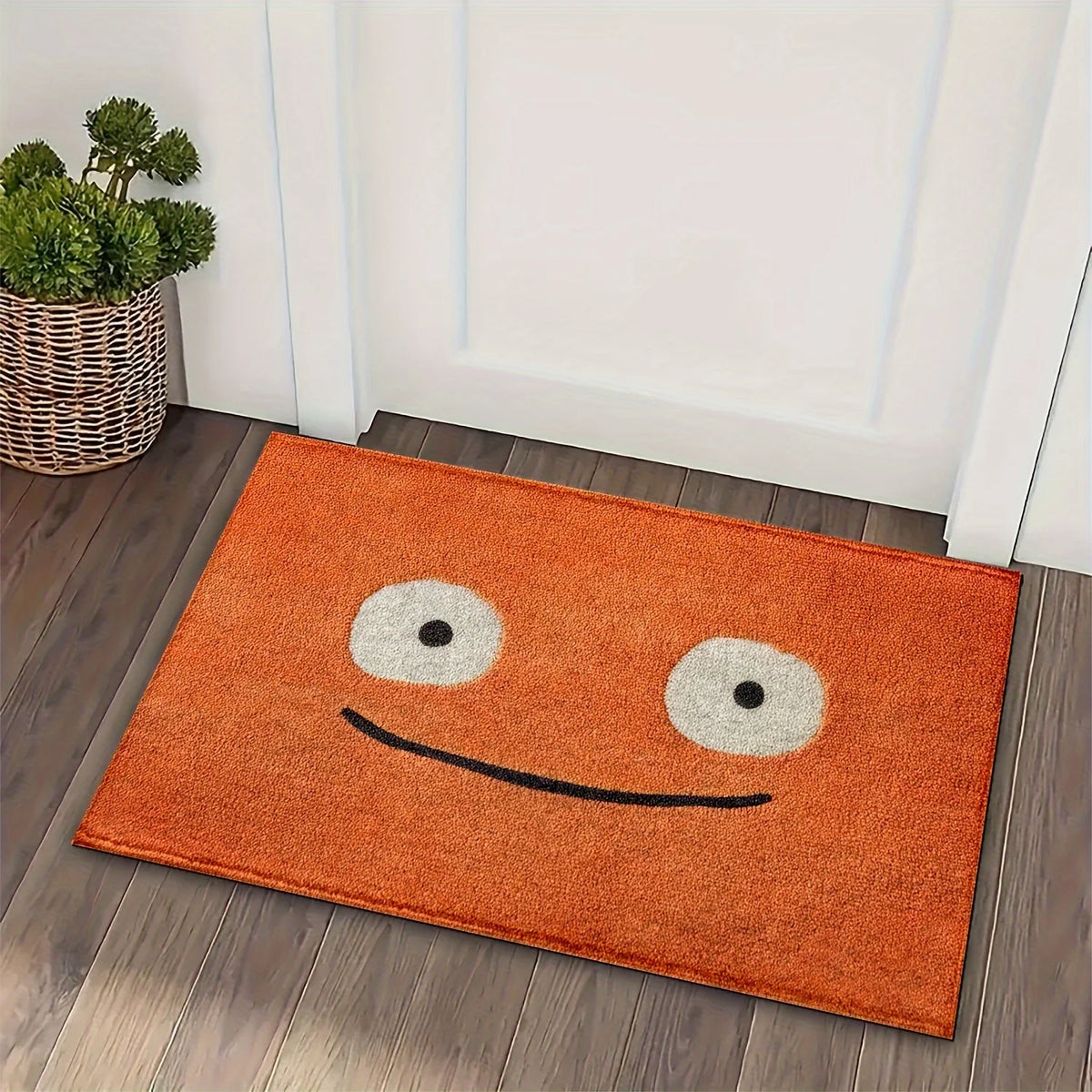 tapis orange souriant entrée salle bain moderne décontracté polyester imperméable antidérapant machine lavable