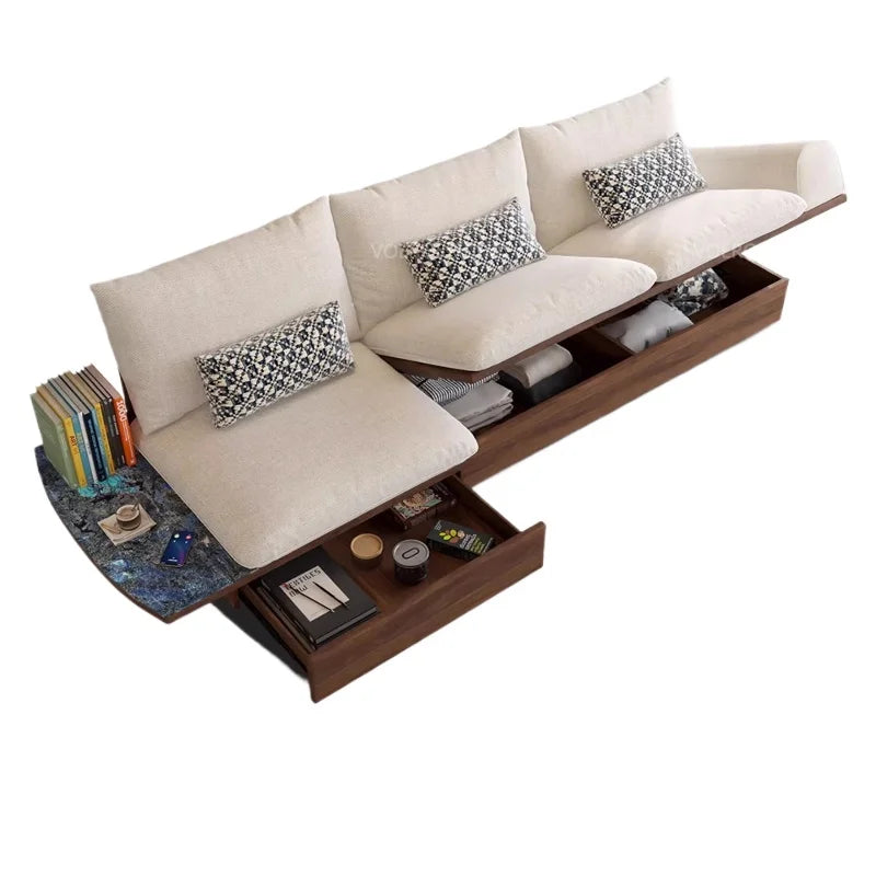 canapé lit moderne bois tissu composite beige marron foncé tissu uni imprimé 2000 2400