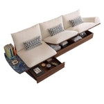 canapé lit moderne bois tissu composite beige marron foncé tissu uni imprimé 2000 2400