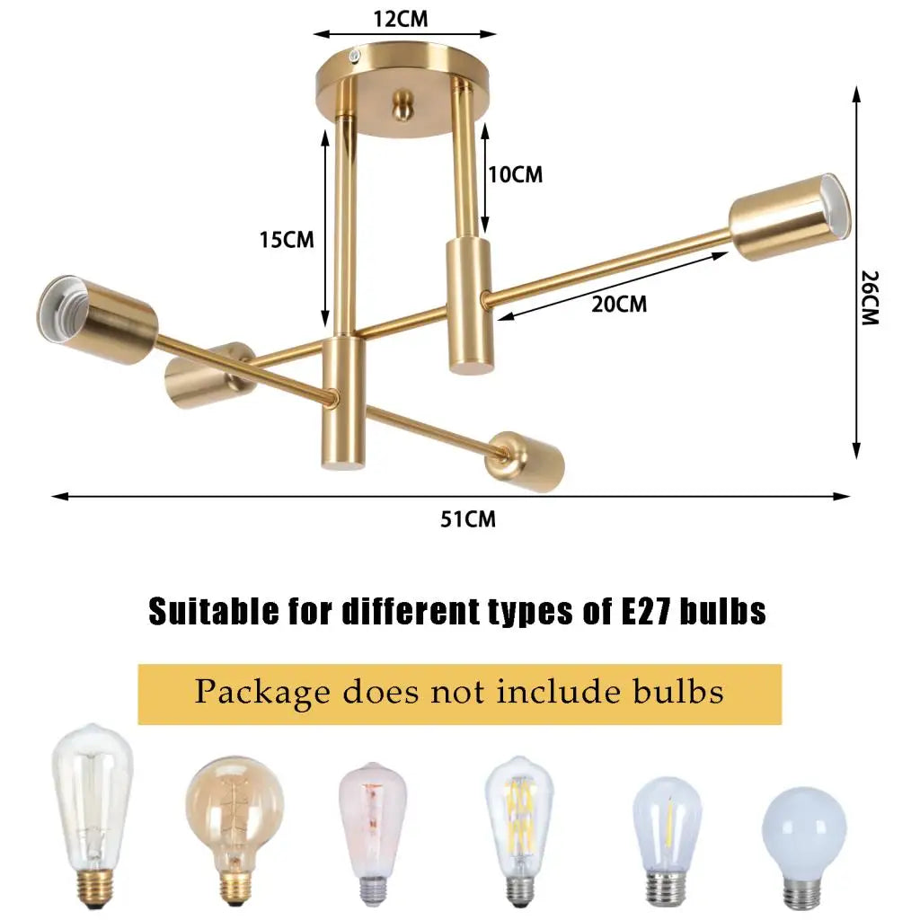 lampe moderne or structure métallique géométrique éclairage quotidien chambre cuisine salle manger entree