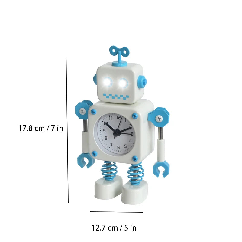 horloge robotique bleu jaune souriant vintage visage carré articulations batteries non fournies