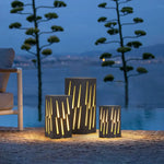 lampe solaire contemporaine noir doré lignes verticales ip65