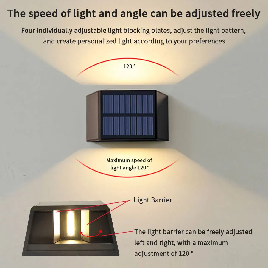 lampes murales solaires led lumière chaude froide contemporaines minimalistesextérieur panneaux solaires intégrés