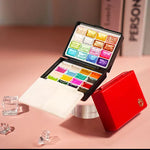 palettes peinture aquarelle multicolore portable pratique pinceau feuille papier dessin granuleux opaques sixteen point