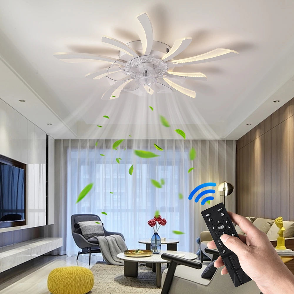 ventilateur led moderne noir blanc rayures horizontales télécommande intérieur lumière aération