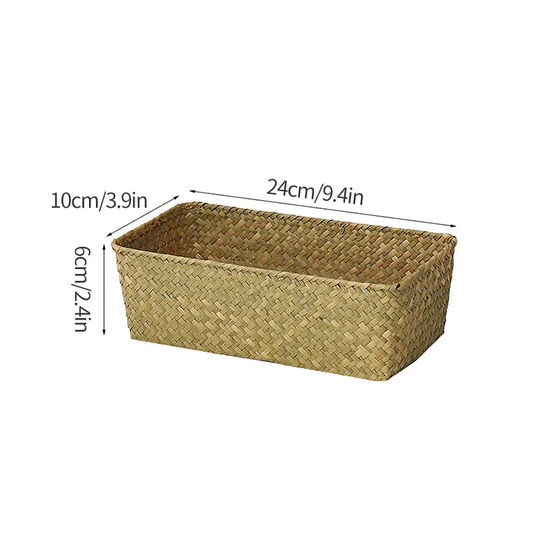 panier rangement paille marron clair rustique multifonctionnel réutilisable respectueux environnement tổ chức đồ dùng