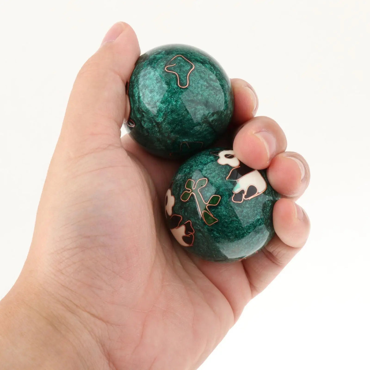 boules massage main rouge panda feuille fitness relaxation santé exercices dextérité portable