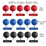 décoration gâteau boules rouges bleu marine noires 2cm festive