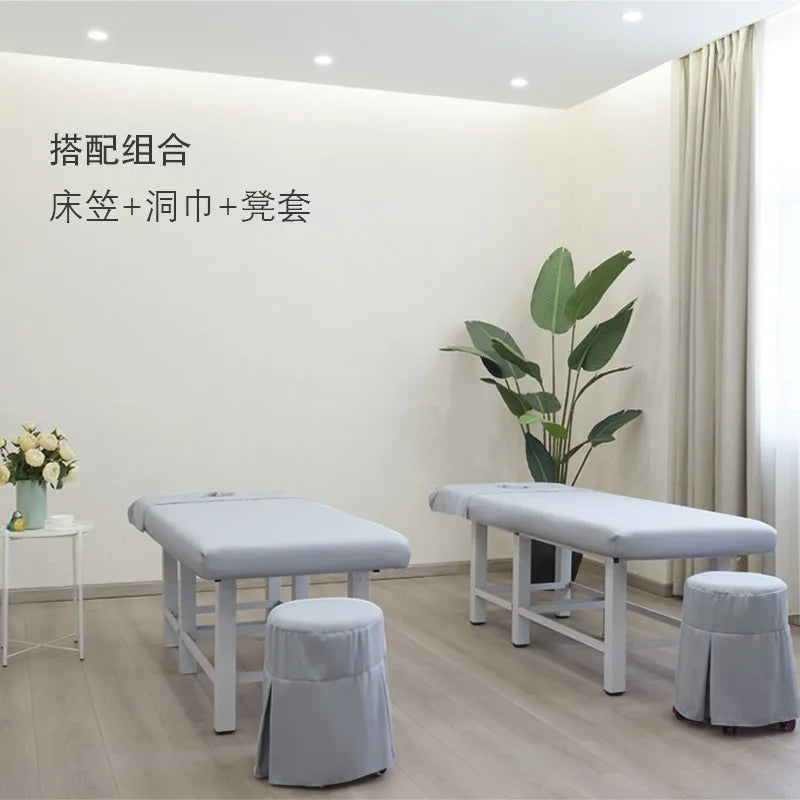 table massage adulte gris clair moderne couverture tabouret pieds