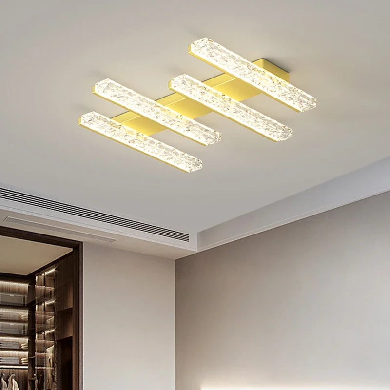 plafonnier moderne led blanc doré noir cristaux contemporain fixations invisibles
