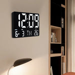 horloge murale numérique moderne LED noir blanc température date alarme télécommande