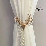 accessoires fenêtre élégants tête cerf dorées fixations rideaux vintage decoration