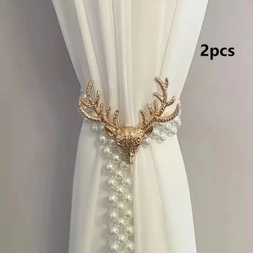 accessoires fenêtre élégants tête cerf dorées fixations rideaux vintage decoration