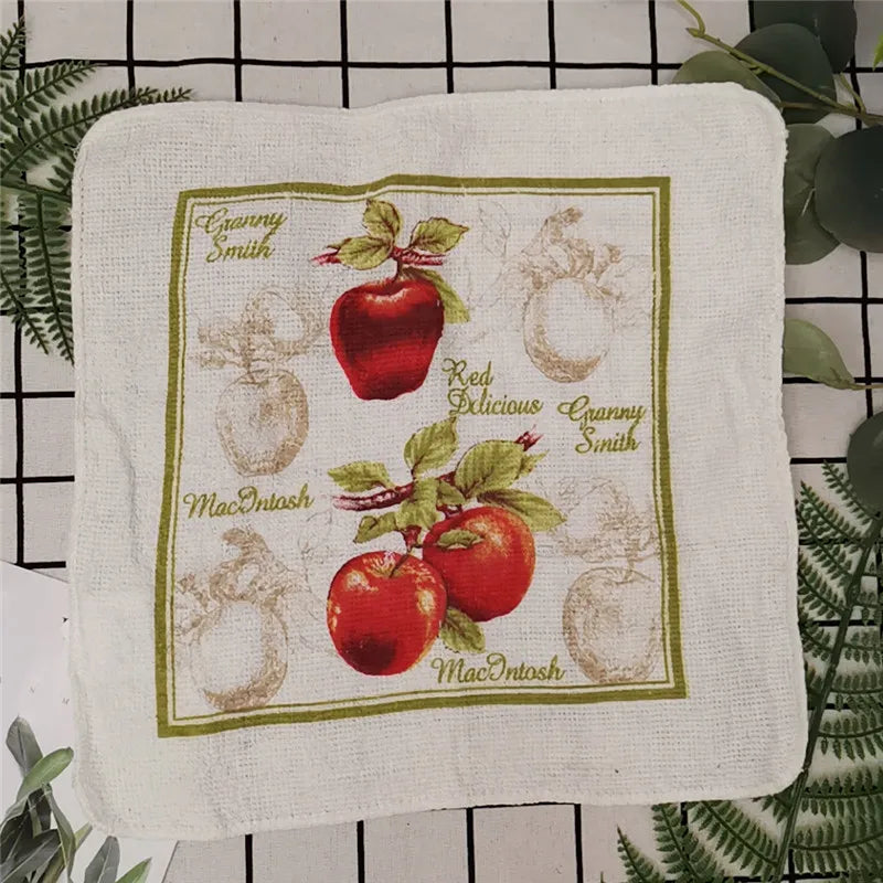 serviettes cuisine coton florales vintage blanc vert rouge jaune bleu noir absorbantes 20x20cm