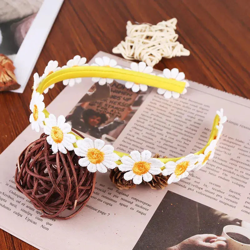 diadèmes fleurs colorées bandes cheveux filles ans mignon polyester bleu rose jaune blanc