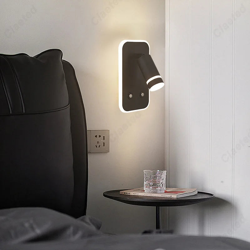 lampe murale moderne noire blanche dorée prise usb charge smartphone interrupteur éclairage chambre cuisine