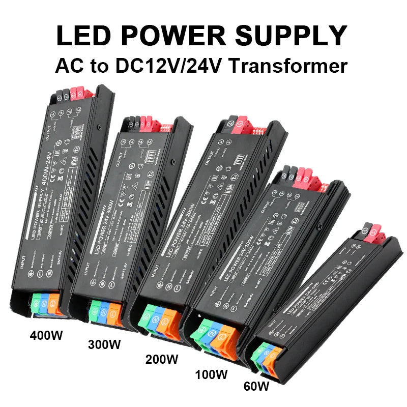 transformateur alimentation led 100w 200w 300w 400w ac100 265v dc12v dc24v clips industrielle