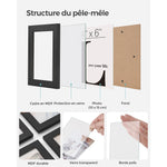 Cadre photo pêle-mêle assemblé sur un mur de salon moderne