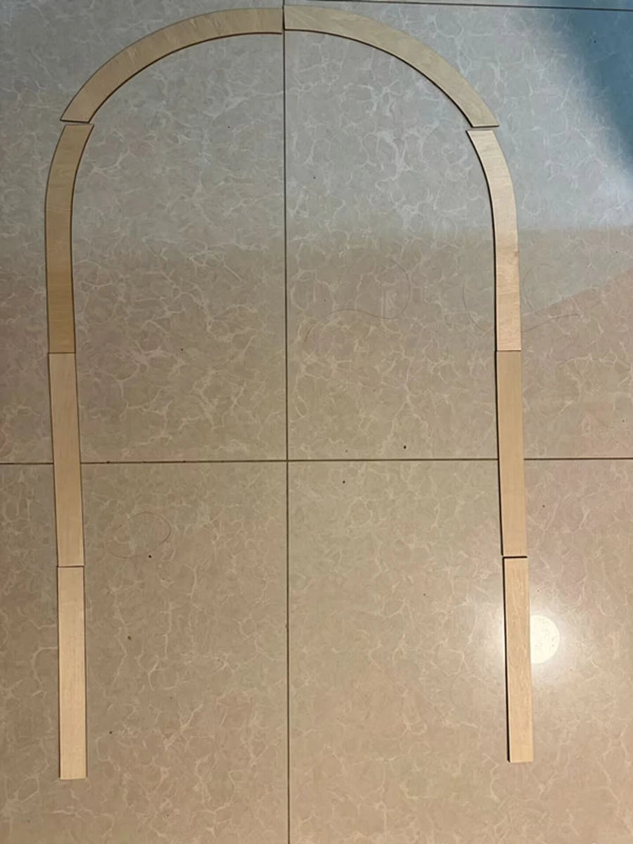 cadre mural bois naturel motif scallopé moderne sans fixation visible 150cm 90cm