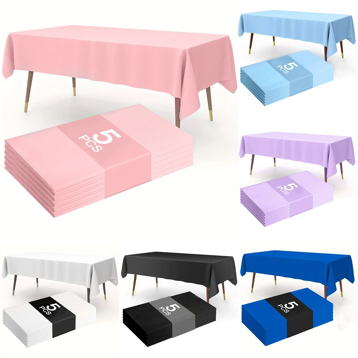 nappe rectangulaire plastique rose bleu violet blanc noir unie moderne fêtes anniversaire mariage saisonnalité