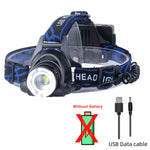 lampe frontale led rechargeable zoomable étanche hiking camping noir bleu rayures adjustable