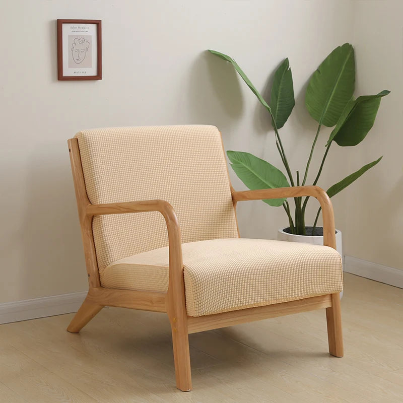 housse fauteuil moderne tissu carreaux beige rouge gris extensible polyester lavable echangetable