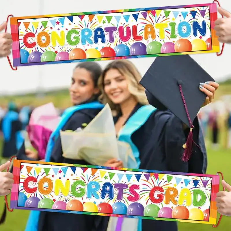 bannières multicolores festives graduation congrats grad you did it congratulation triangles étoiles crayons